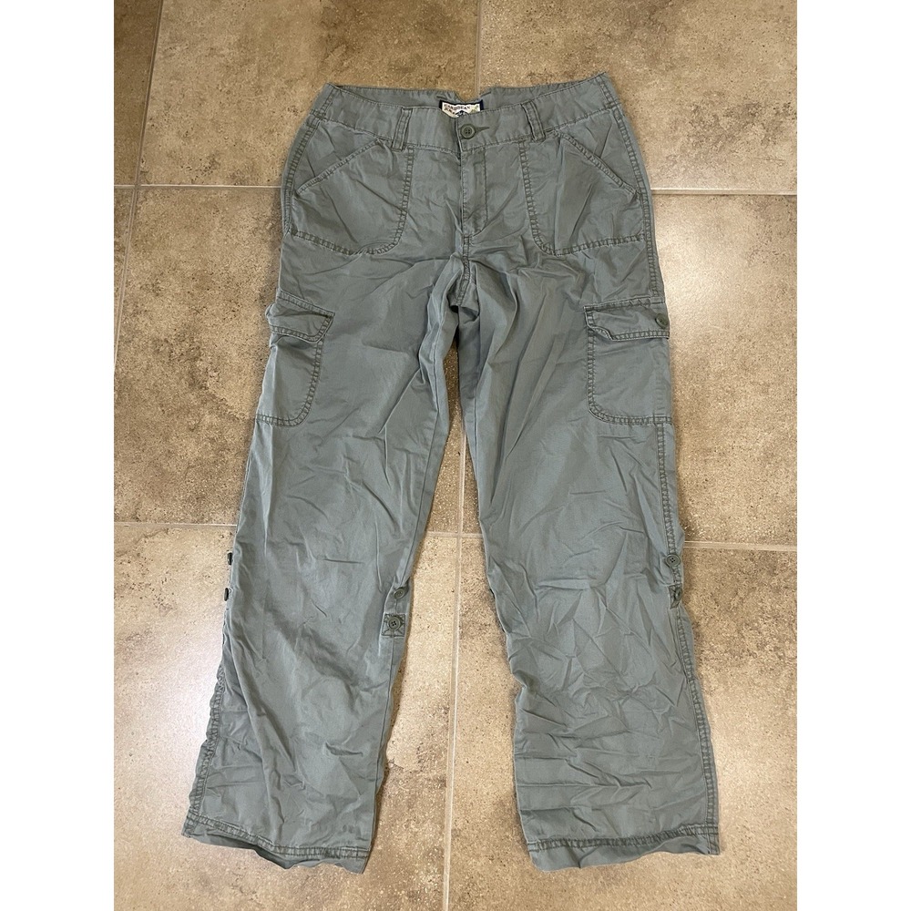 Caribbean Joe Island Supply Women's Sz 6 Green Cargo Pants Roll Up Hem Pockets